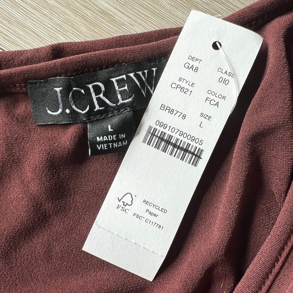 J Crew Ruched Shell Top In Matte Jersey Large Brown - Picture 3 of 13